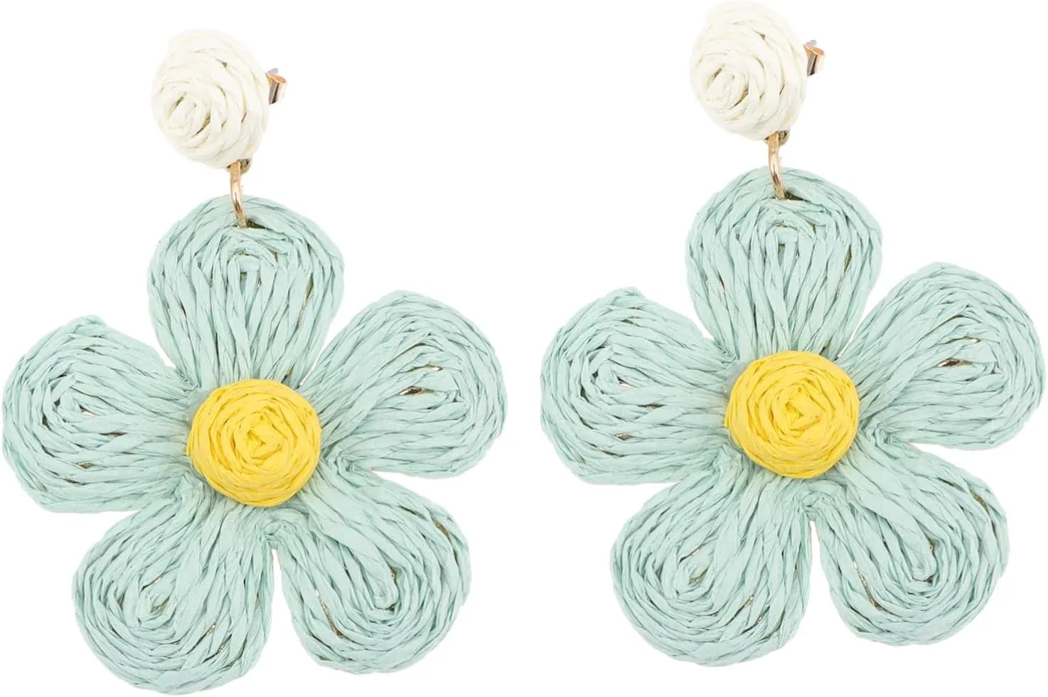 1 Pair Woven Dangle Earrings for Women Handmade Floral Design for Summer Beach Vacations Daily Wear and Special Occasions Lightweight and Skin Friendly
