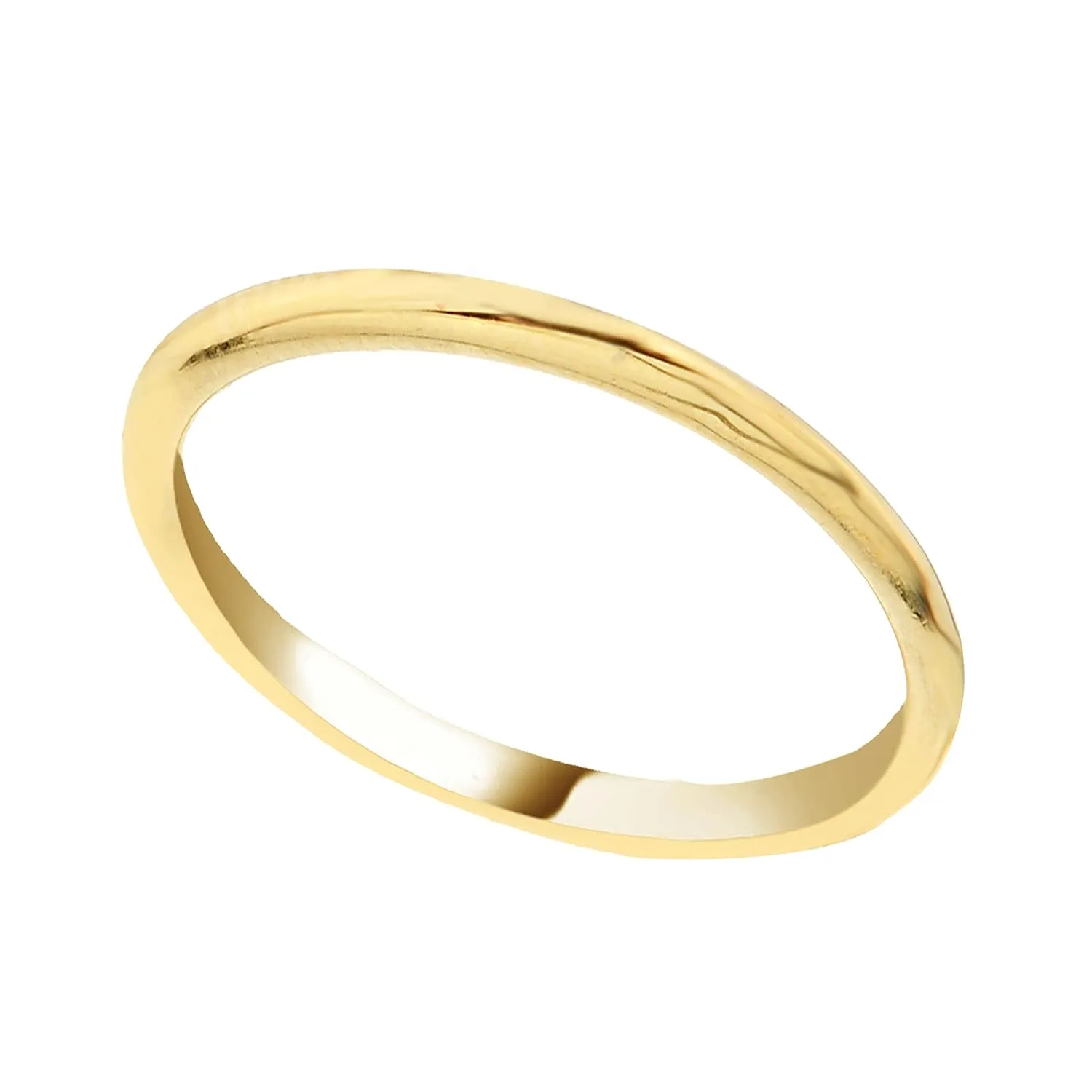14K Real Yellow Gold Thin Plain Band Polished Midi Ring for Women | Simple Rings For Women