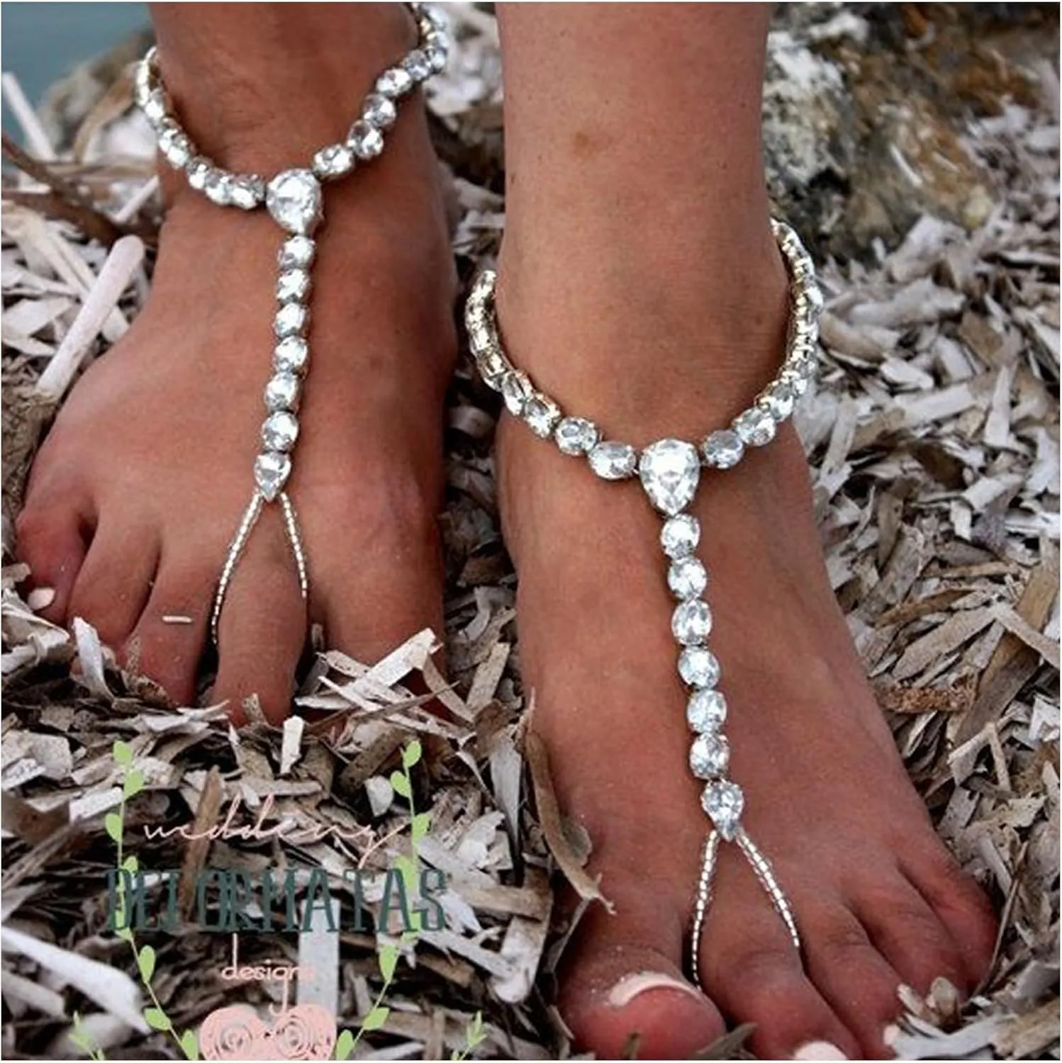 1Pair Bikini Rhinestone Barefoot Sandals Foot Chain Jewelry Wedding Bridal Crystal Leg Bracelet Toe Jewelry Summer Beach Rhinestone High Heel Anklet Shoe Chain for Women
