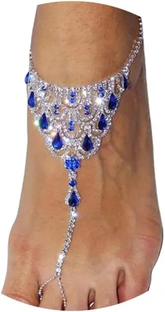 1Pair Sexy Crystal Barefoot Sandals Foot Chain Jewelry Wedding Bridal Rhinestone Leg Foot Jewelry Summer Beach Crystal High Heel Anklet Shoe Chain for Women