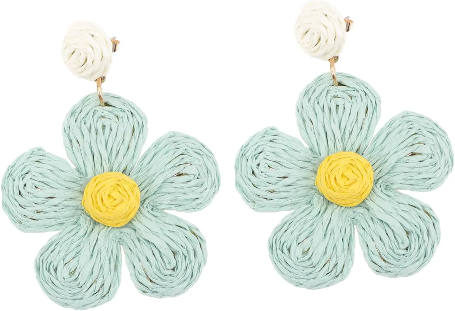 1Pair Weaving Earrings for Women Handmade Floral Summer Statement Jewelry Beachy Decor Lightweight Woven Earrings Present for