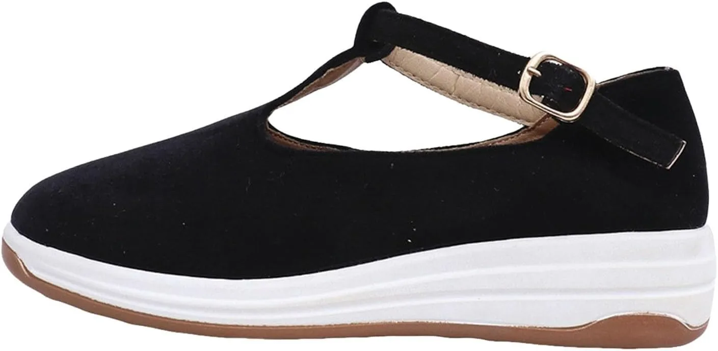 2025 Women Closed Toe Shoes Summer Dressy Wedding Slip-On Wedge Heel Loafer Shoe Comfortable Fashion Party Dance Slippers with Ankle Strap Non-Slip Breathable Beach Vacation Walking Footwear