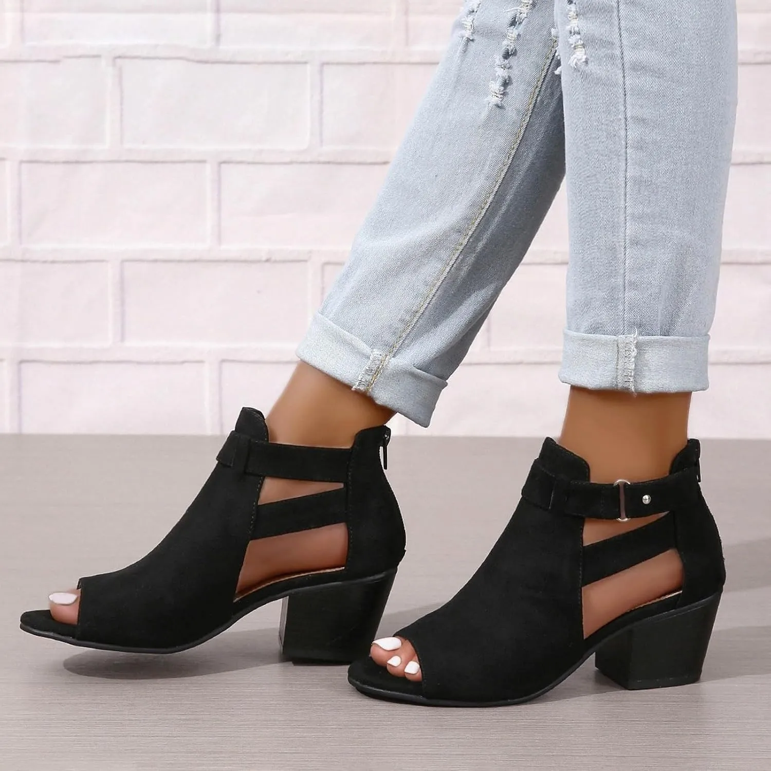 2025 Women High Heel Shoes Comfortable Fashion Outdoor Indoor Woke Home Slippers Summer Slip-On Soft Sole Walking Footwear with Adjustable Buckle Non-Slip Party Dressy Breathable Dance Sandals