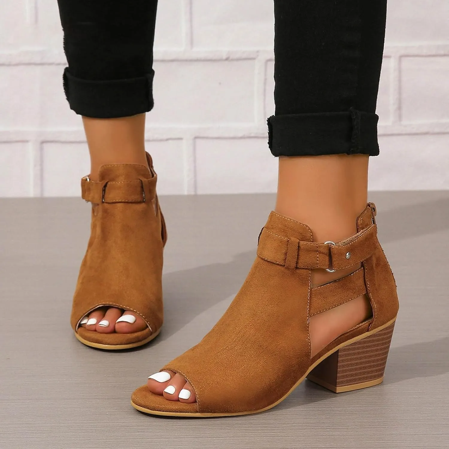 2025 Women High Heel Shoes Comfortable Fashion Outdoor Indoor Woke Home Slippers Summer Slip-On Soft Sole Walking Footwear with Adjustable Buckle Non-Slip Party Dressy Breathable Dance Sandals