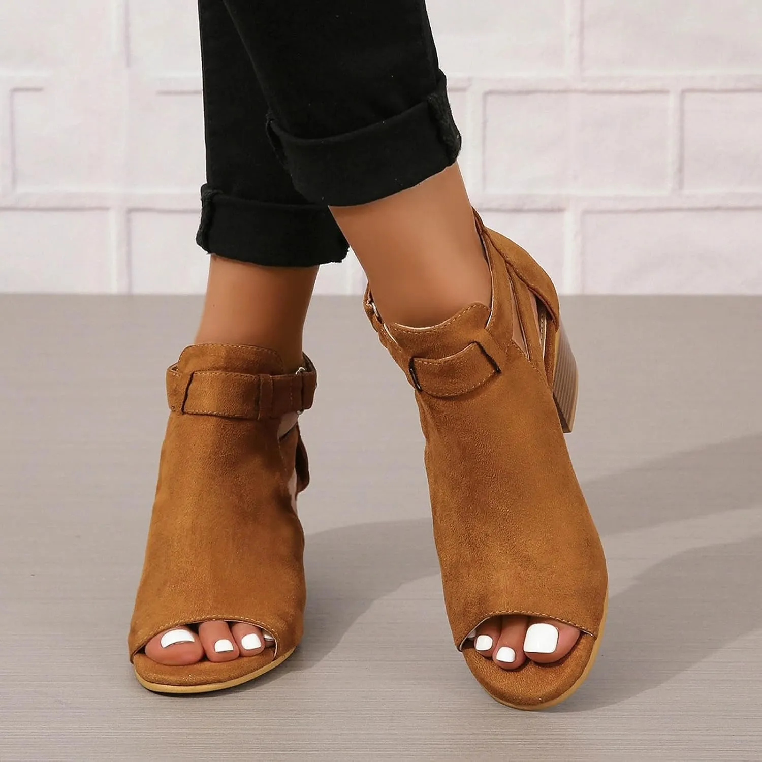 2025 Women High Heel Shoes Comfortable Fashion Outdoor Indoor Woke Home Slippers Summer Slip-On Soft Sole Walking Footwear with Adjustable Buckle Non-Slip Party Dressy Breathable Dance Sandals