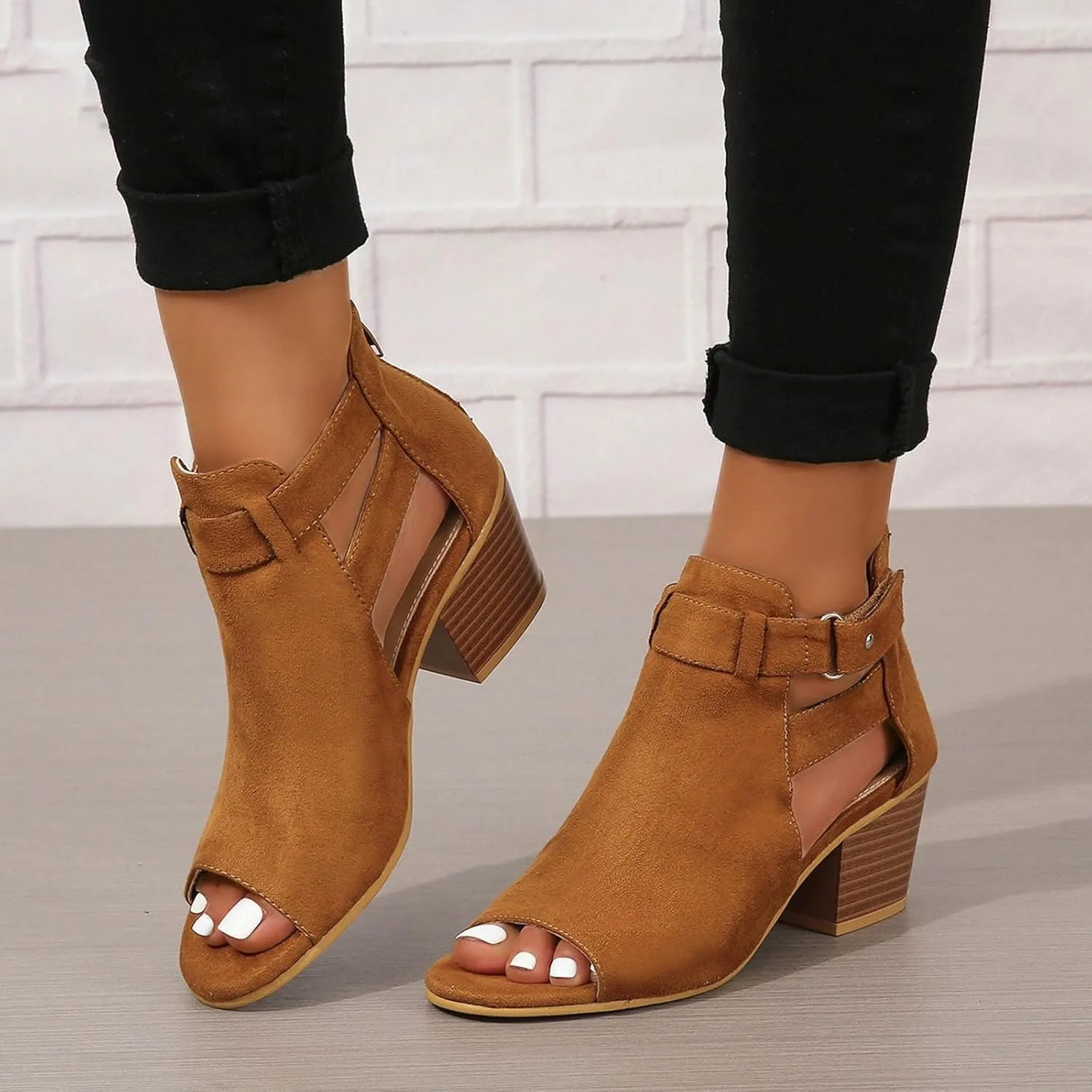 2025 Women High Heel Shoes Comfortable Fashion Outdoor Indoor Woke Home Slippers Summer Slip-On Soft Sole Walking Footwear with Adjustable Buckle Non-Slip Party Dressy Breathable Dance Sandals