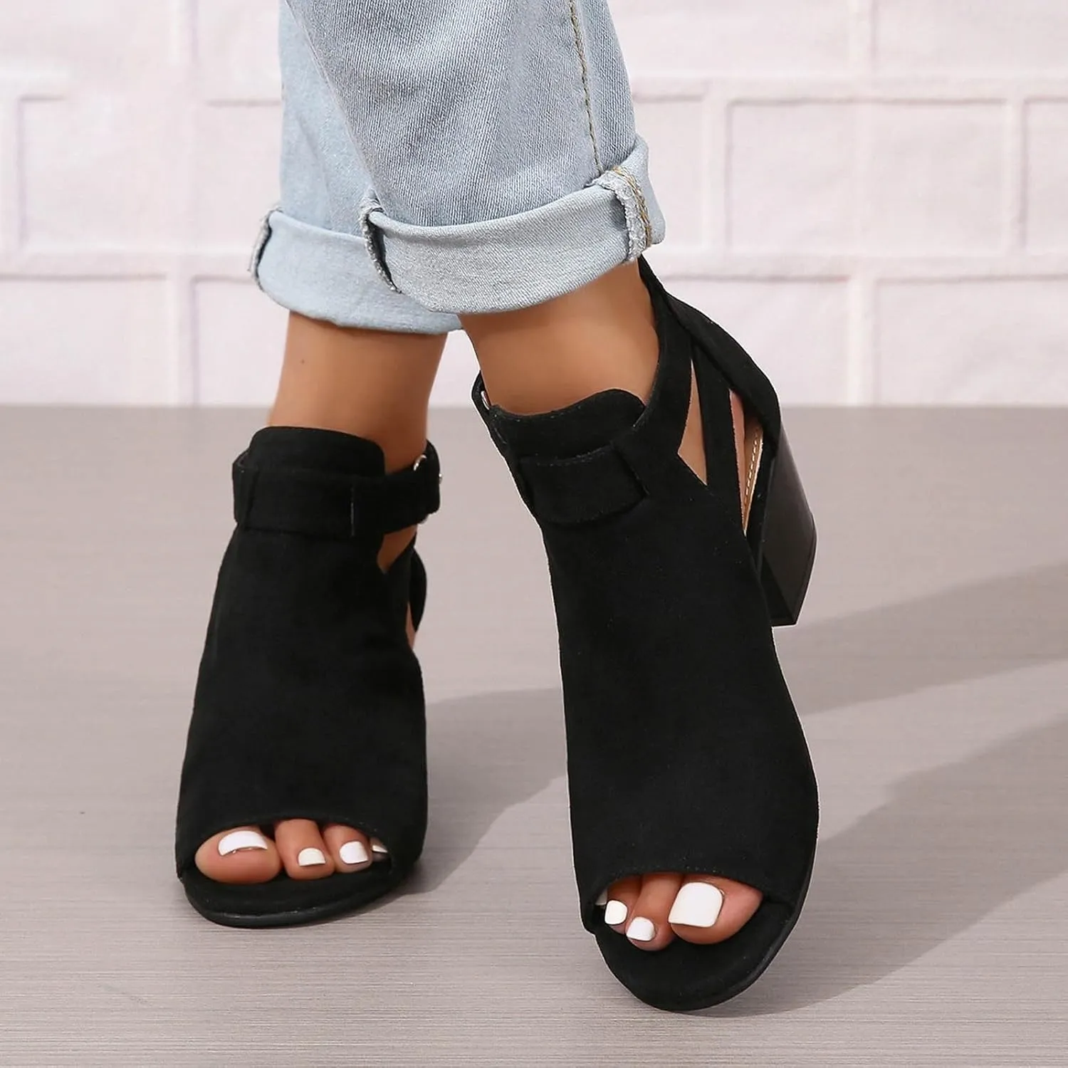 2025 Women High Heel Shoes Comfortable Fashion Outdoor Indoor Woke Home Slippers Summer Slip-On Soft Sole Walking Footwear with Adjustable Buckle Non-Slip Party Dressy Breathable Dance Sandals