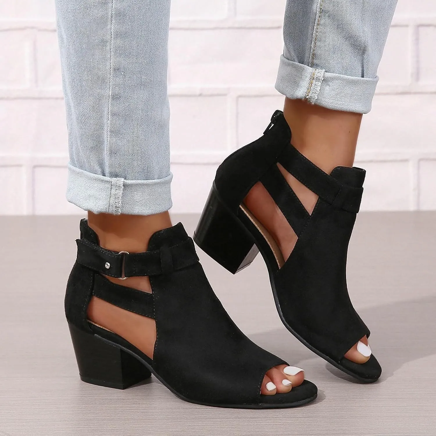 2025 Women High Heel Shoes Comfortable Fashion Outdoor Indoor Woke Home Slippers Summer Slip-On Soft Sole Walking Footwear with Adjustable Buckle Non-Slip Party Dressy Breathable Dance Sandals