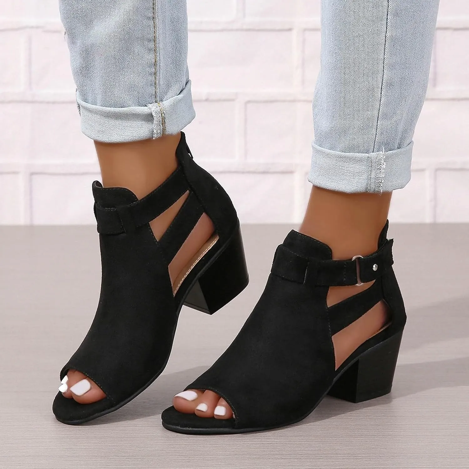 2025 Women High Heel Shoes Comfortable Fashion Outdoor Indoor Woke Home Slippers Summer Slip-On Soft Sole Walking Footwear with Adjustable Buckle Non-Slip Party Dressy Breathable Dance Sandals