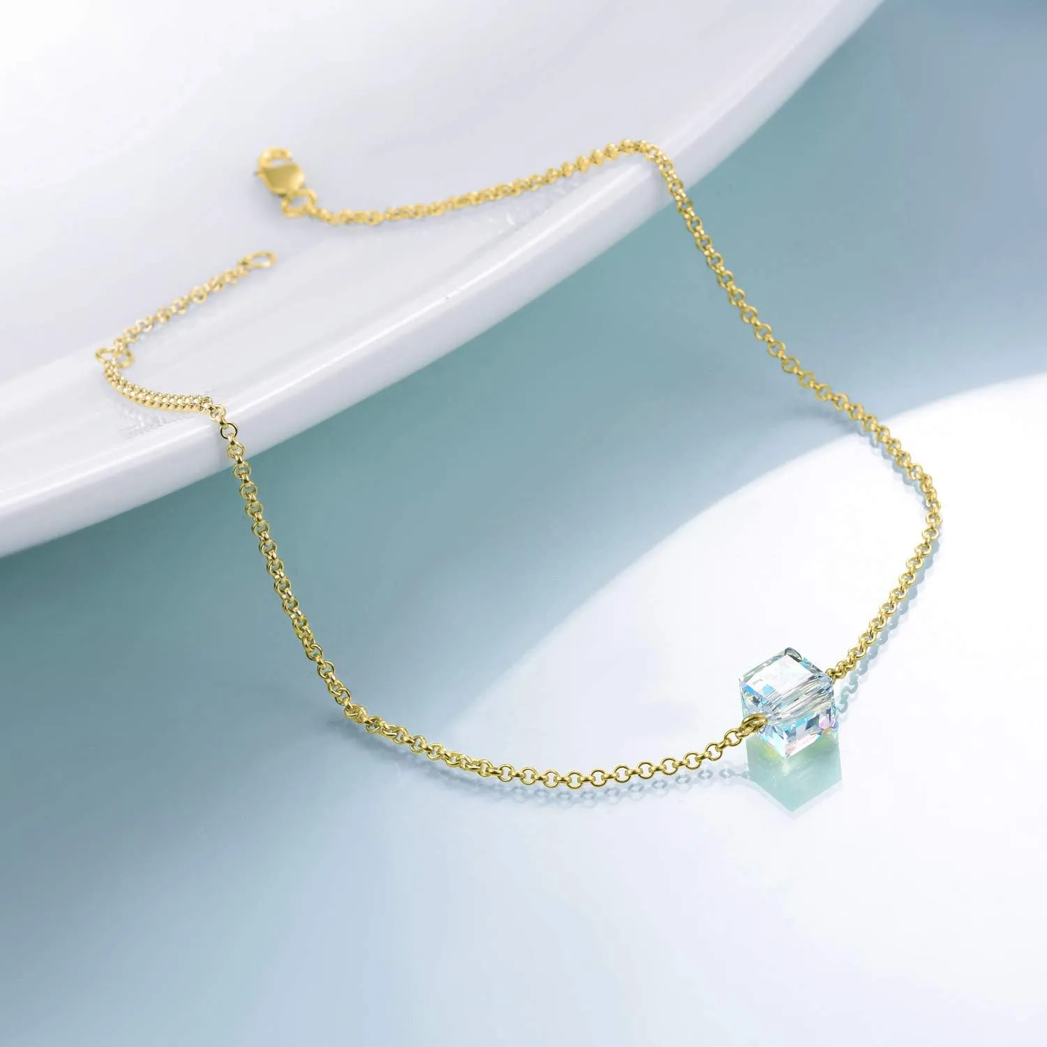 AOBOCO Crystal Ankle Bracelet for Women Sterling Silver Teens Anklets
