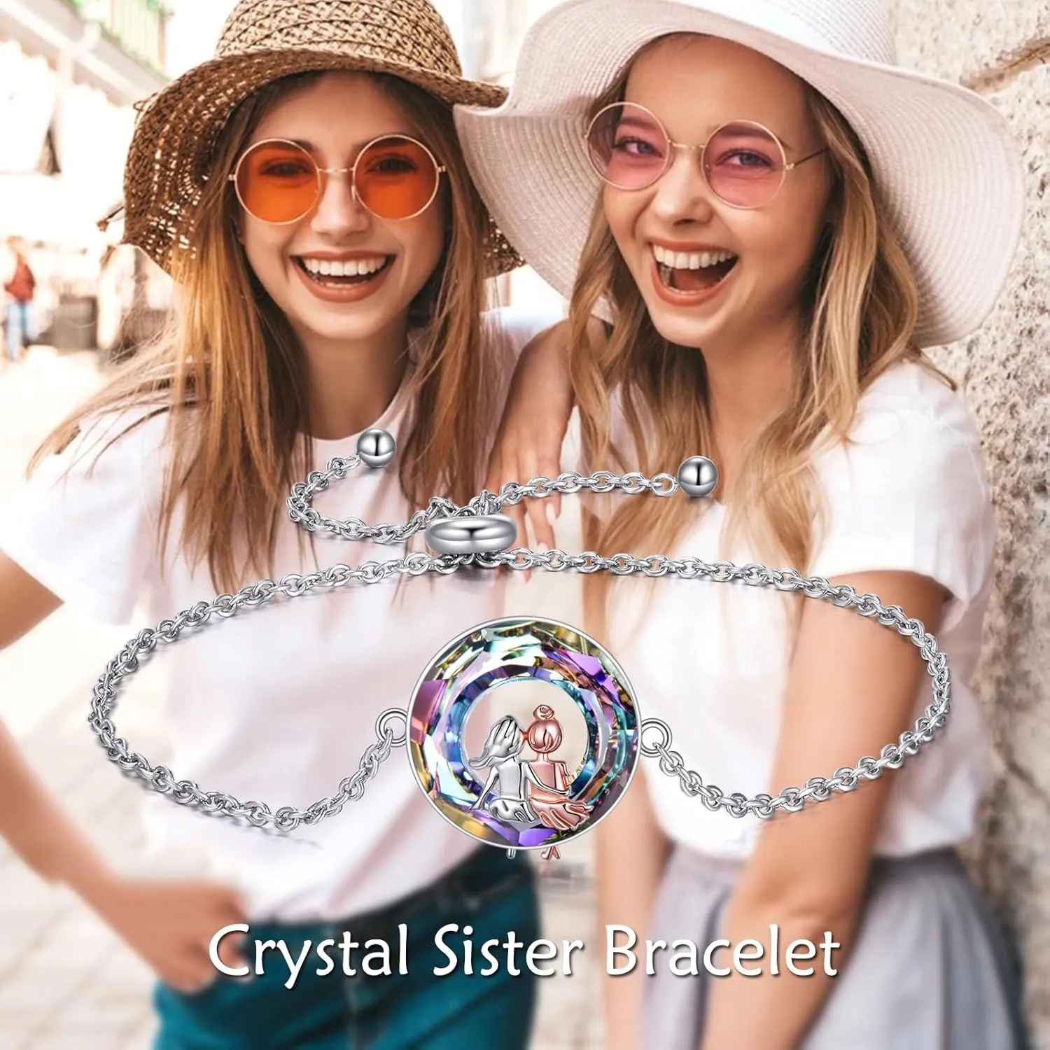 AOBOCO Sisters Bracelet Sterling Silver 2 Sister Anklets Jewelry Gifts for Women