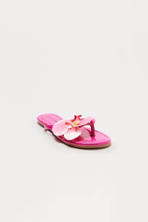 Aqua Flower Flip Flops - Pink