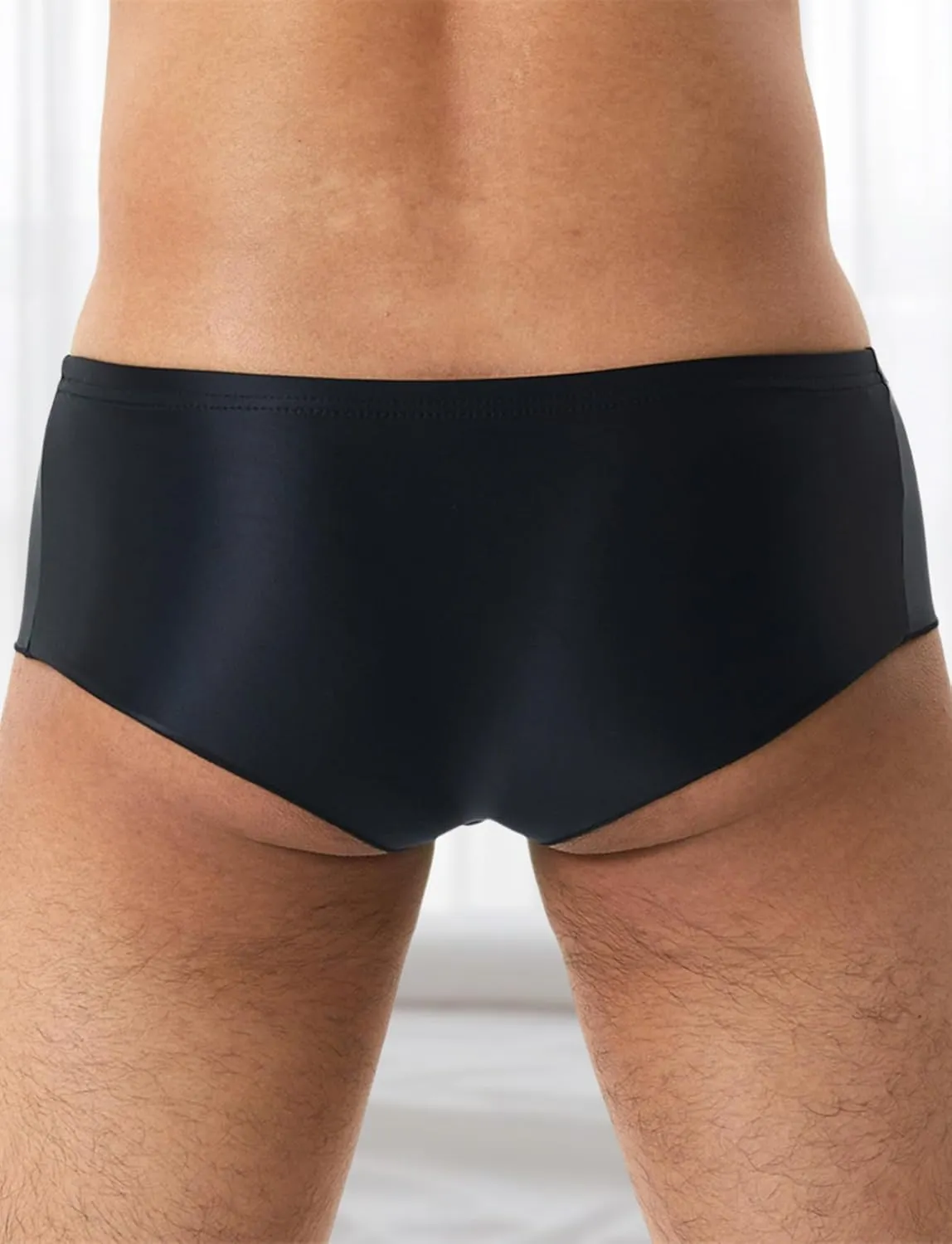 AUBIG Men's Shiny Metallic Mini Boxer Briefs Oil Shiny Glossy Panties Sheer Underpants Low Waist Panties