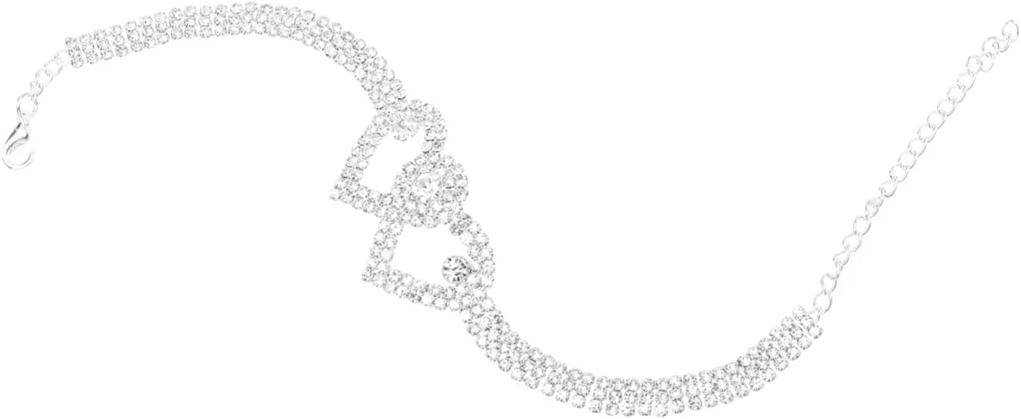 BESTYASH Summer Beach Foot Jewelry Rhinestone Anklet Crystal Heart Ankle Chain Bracelet Adjustable Anklet for Women