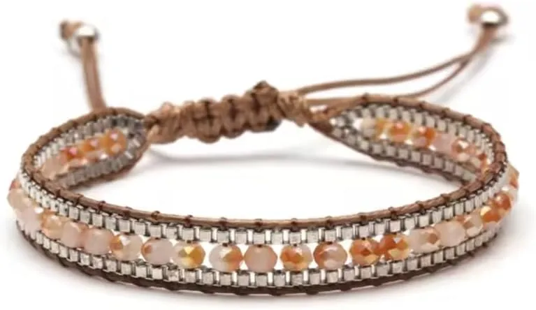 Boho Faceted Glass Seed Beads Woven Bracelet Women Men Boho Handmade