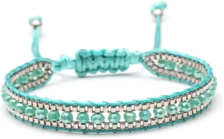 Boho Faceted Glass Seed Beads Woven Bracelet Women Men Boho Handmade