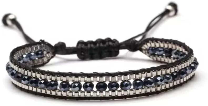 Boho Faceted Glass Seed Beads Woven Bracelet Women Men Boho Handmade