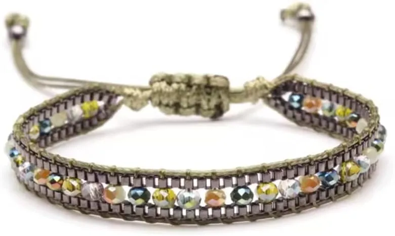 Boho Faceted Glass Seed Beads Woven Bracelet Women Men Boho Handmade
