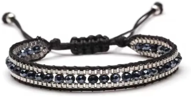 Boho Multicolored Faceted Glass Beads Woven Bracelet Women Men Boho Handmade