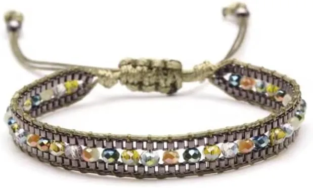 Boho Multicolored Faceted Glass Beads Woven Bracelet Women Men Boho Handmade