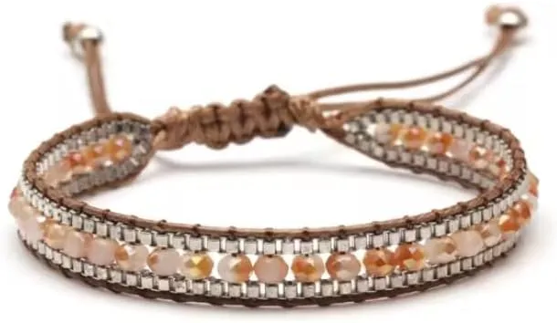 Boho Multicolored Faceted Glass Beads Woven Bracelet Women Men Boho Handmade