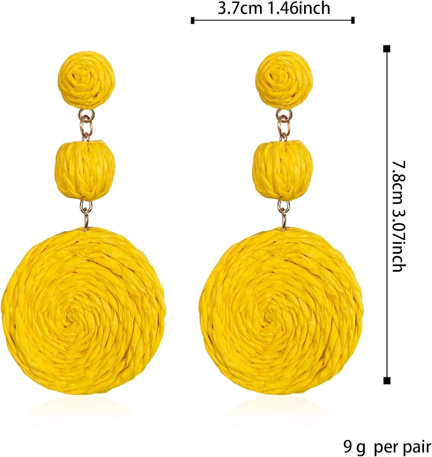 Boho Raffia Ball Earrings for Women Statement Straw Dangle Earrings Beach Vacation Jewelry