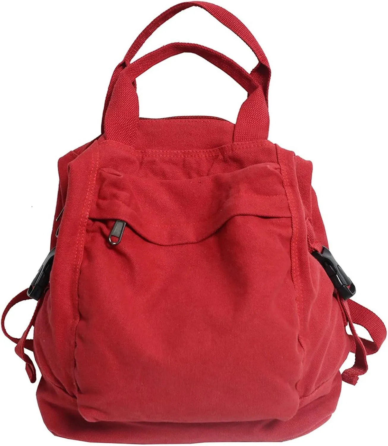 Camping Backpack Women Backpack Canvas Girl Fabric Bag Vintage Female Laptop Bag Travel (Red)