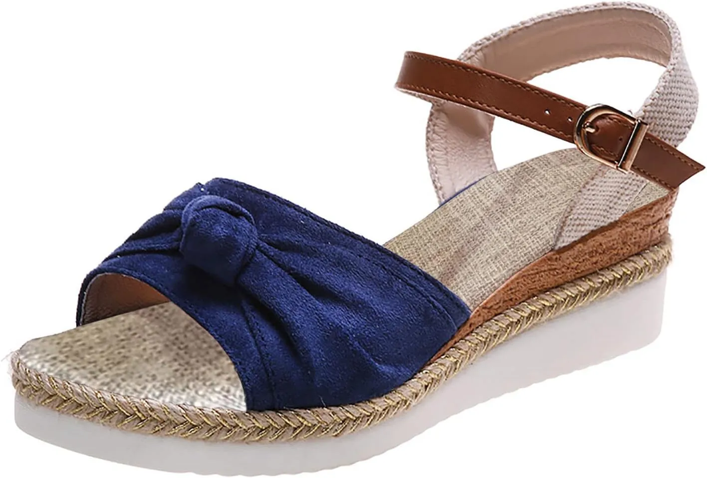 Cathalem Summer Sandals for Women 2024 Open Toe Ankle Strap Sandals Comfortable Strappy Low Wedges Sandals Beach Sandals