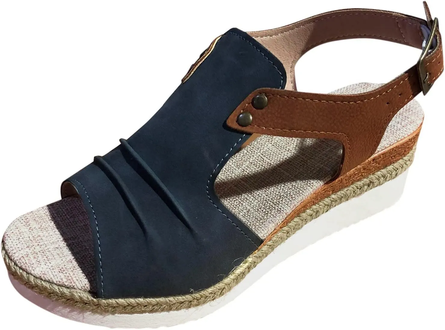 Cathalem Summer Sandals for Women 2024 Womens Open Toe Ankle Strap Sandals Casual Strappy High Wedges Slip on Sandals