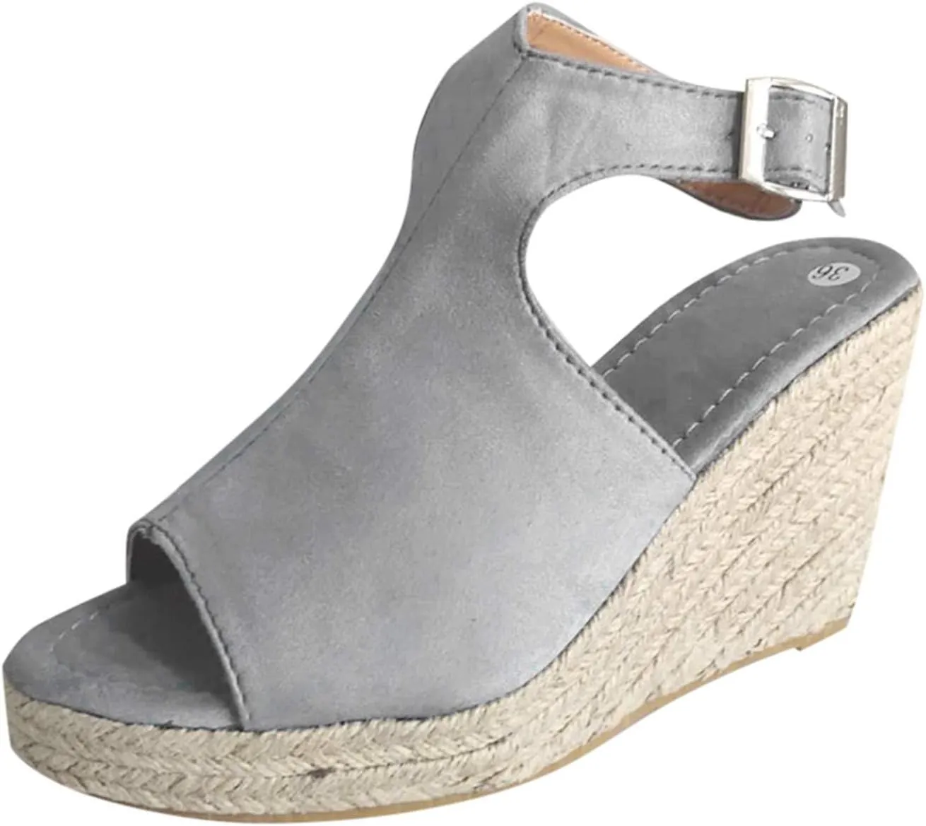 Cathalem Wedge Sandals for Women Dressy Summer, Womens Comfy Espadrille Beach Sandals Open Toe Ankle Strap Buckle Platform Sandals