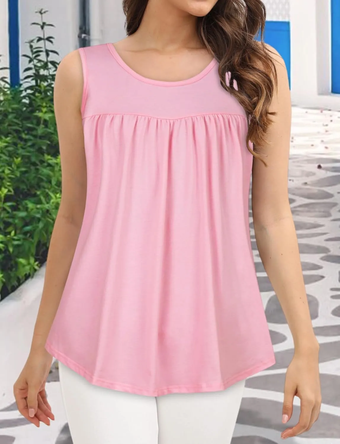 CHICGAL Womens Summer Tank Tops Sleeveless T Shirt Casual Loose Fit Tunic Blouses