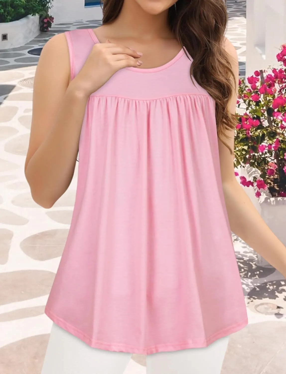 CHICGAL Womens Summer Tank Tops Sleeveless T Shirt Casual Loose Fit Tunic Blouses