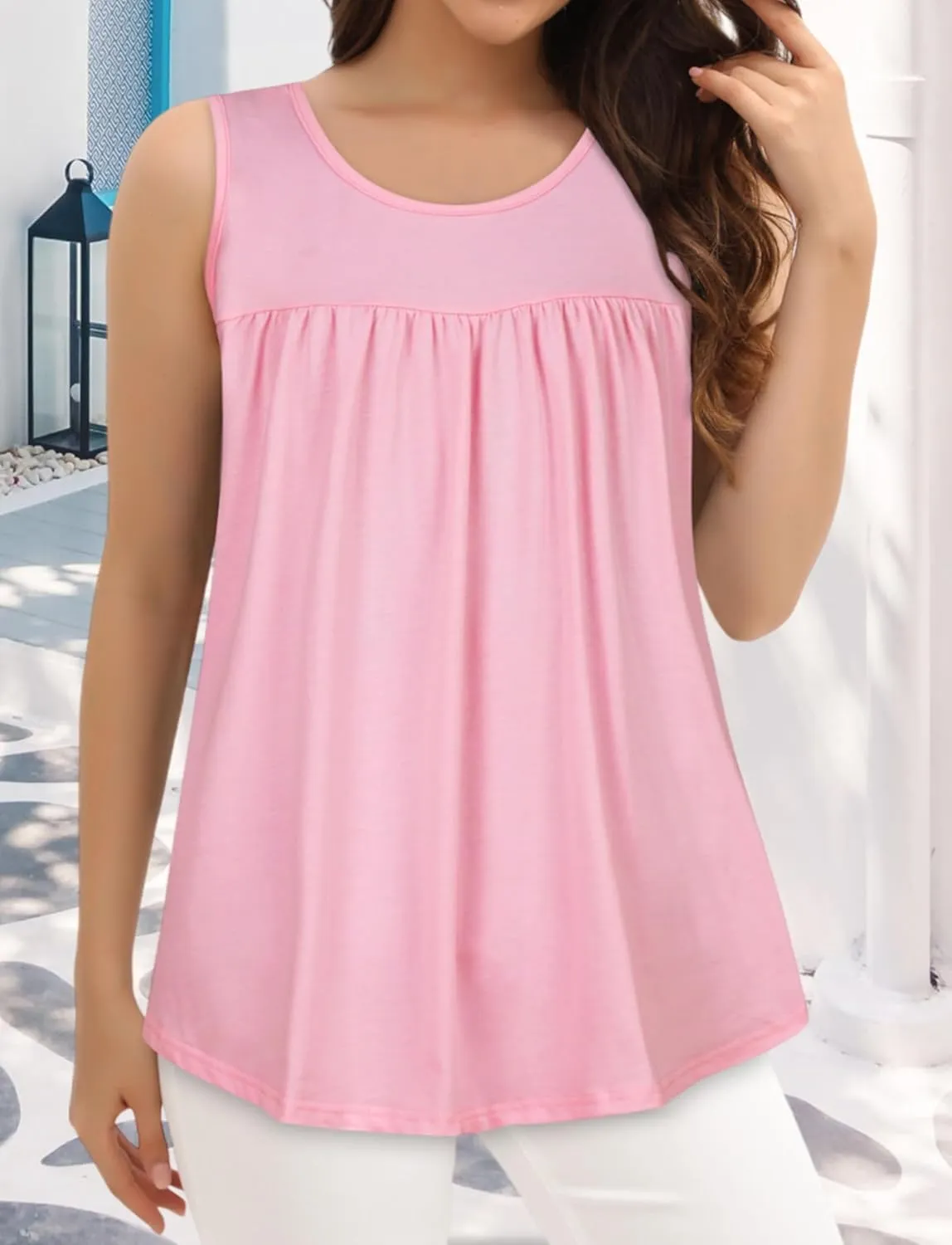CHICGAL Womens Summer Tank Tops Sleeveless T Shirt Casual Loose Fit Tunic Blouses