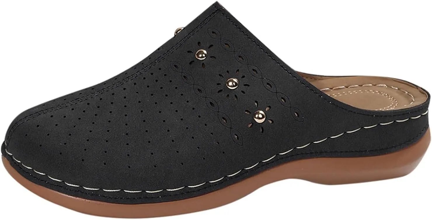 Clogs Sandals for Women 2025 Closed Toe Clog Sandals Women Arch Support Comfortable Low Wedge Slip on Mules Slippers Summer Casual Lightweight Breathable Outdoor Sandal Beach Fashion Trendy Mules Shoe