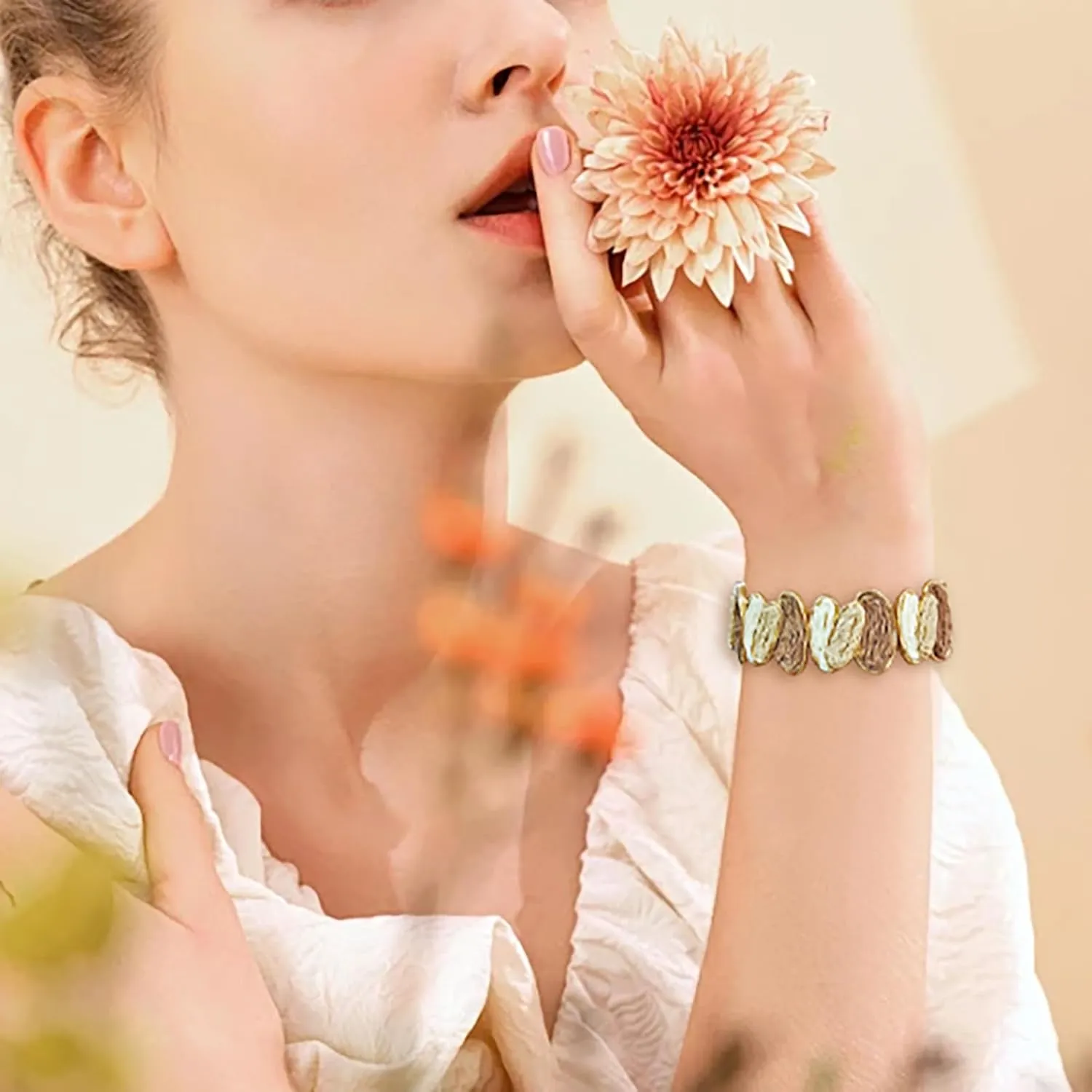 Coiris Raffia Bangle Bracelets for Women Boho Handmade Chunky Bracelet Bohemia Statement Raffia Bracelet For Women