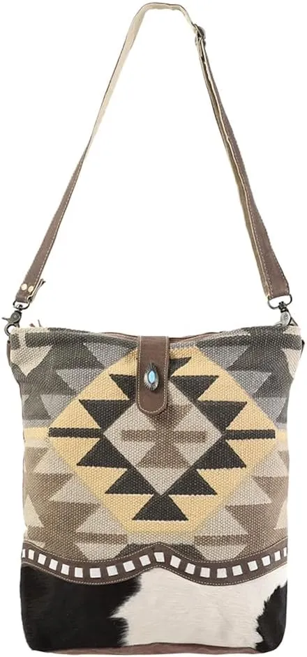 Cross Body Upcycled Wool Upcycled Canvas Embossed Hair-On Genuine Leather Women Bag Western Handbag Purse | Womens Western Handbags | Leather Belt Bag for Women | Womens Handbags Summer