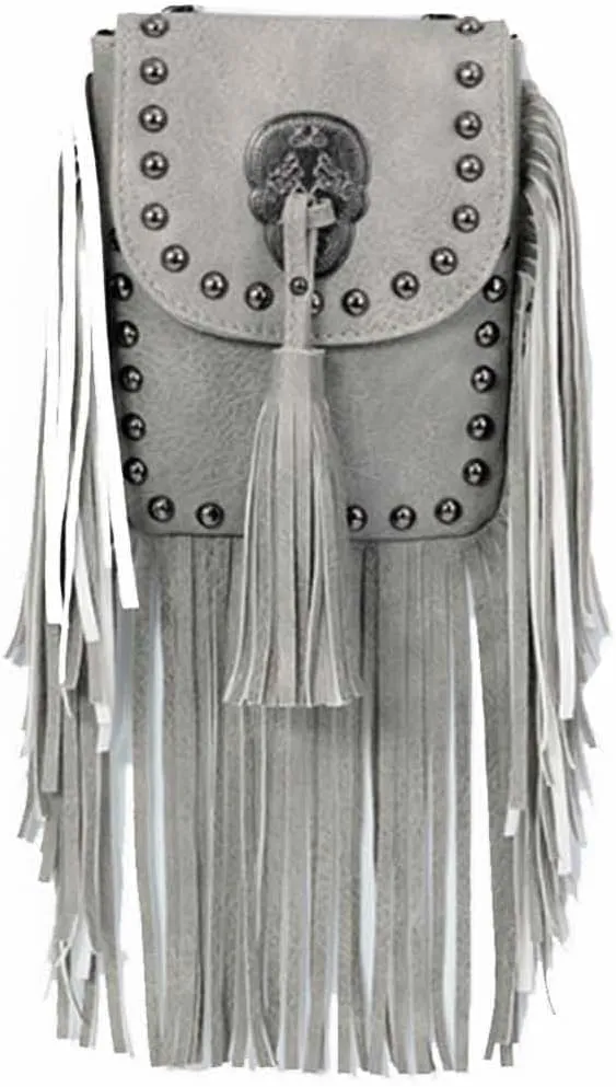 Crossbody Bag for Women Rivet Tassels Phone Bags Chain Handbag Soft Leather Purse Satchel