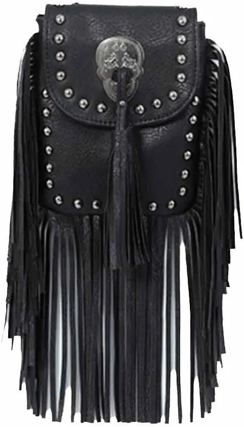 Crossbody Bag for Women Rivet Tassels Phone Bags Chain Handbag Soft Leather Purse Satchel