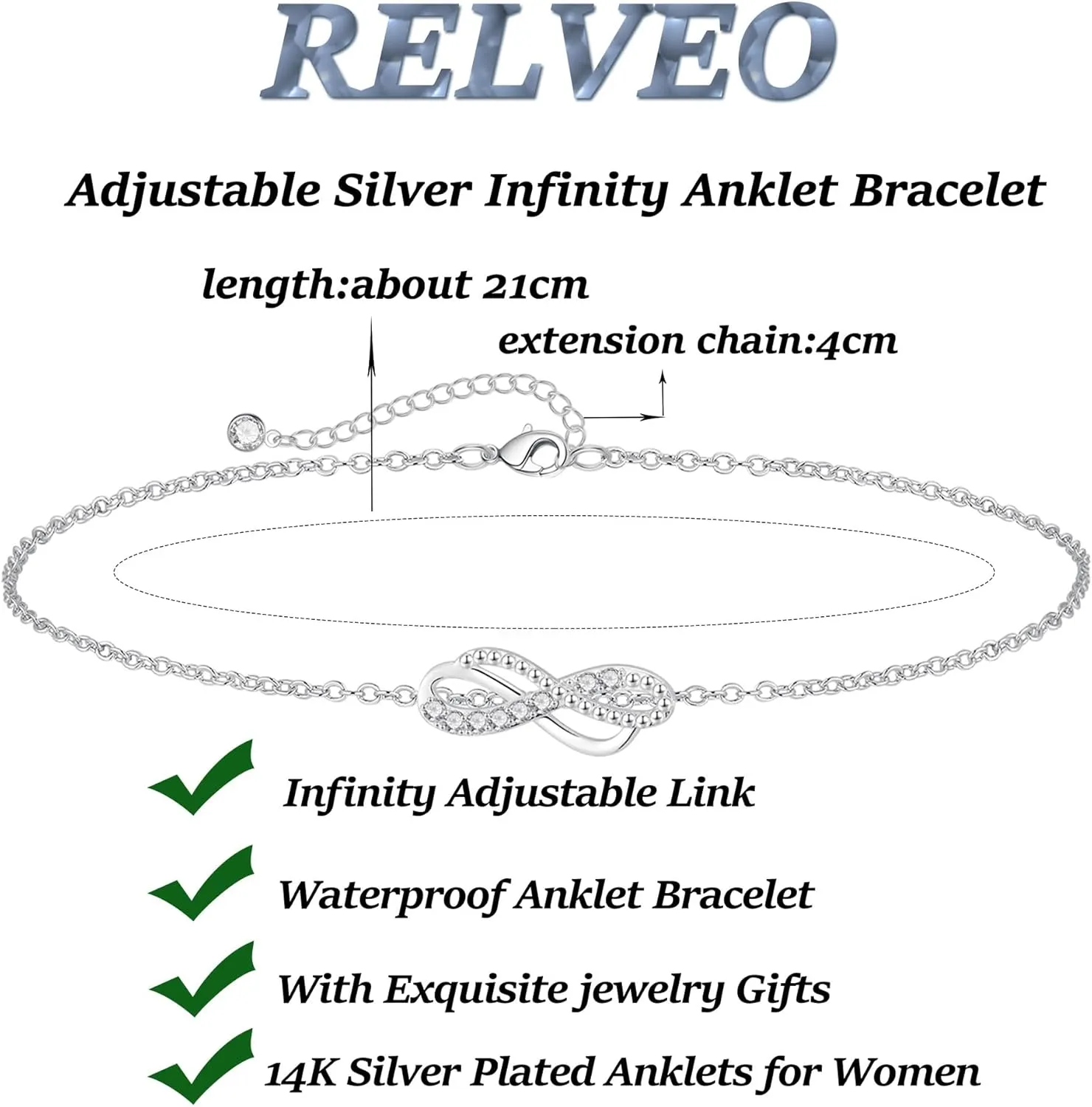 Dainty Ankle Bracelets Layered Anklets Bracelet Waterproof Adjustable Link Anklet Set Jewelry Gifts for Mom Women Friend