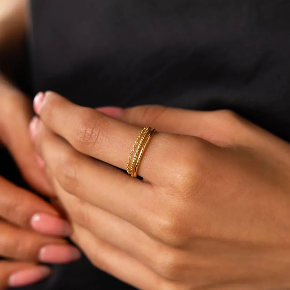 Dainty Stacking Ring Set 18K Gold Plated Thin Ring for Women Simple Twist Ring Delicate Gold Band Ring Minimalist Everyday Jewelry 3Pcs/4Pcs