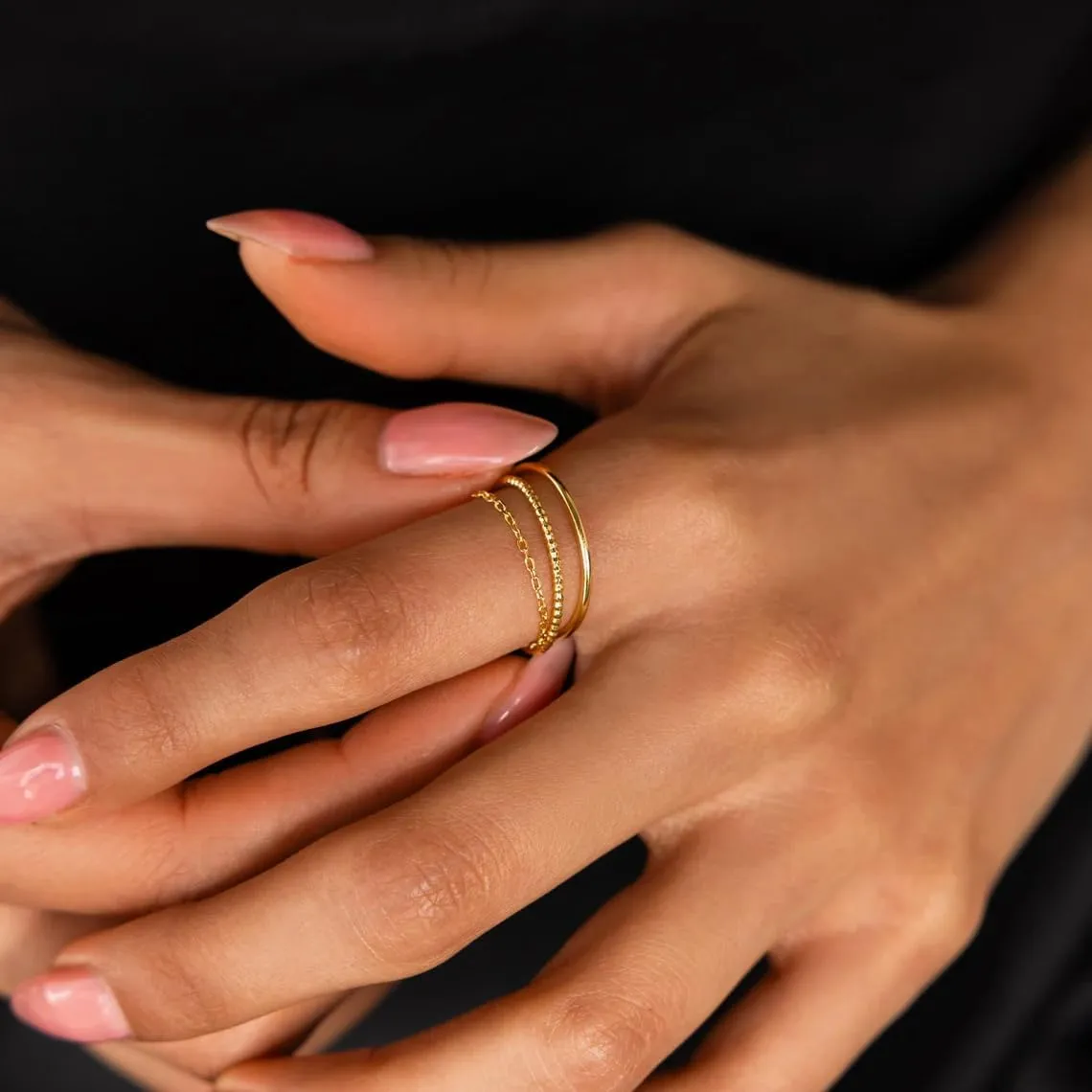 Dainty Stacking Ring Set 18K Gold Plated Thin Ring for Women Simple Twist Ring Delicate Gold Band Ring Minimalist Everyday Jewelry 3Pcs/4Pcs