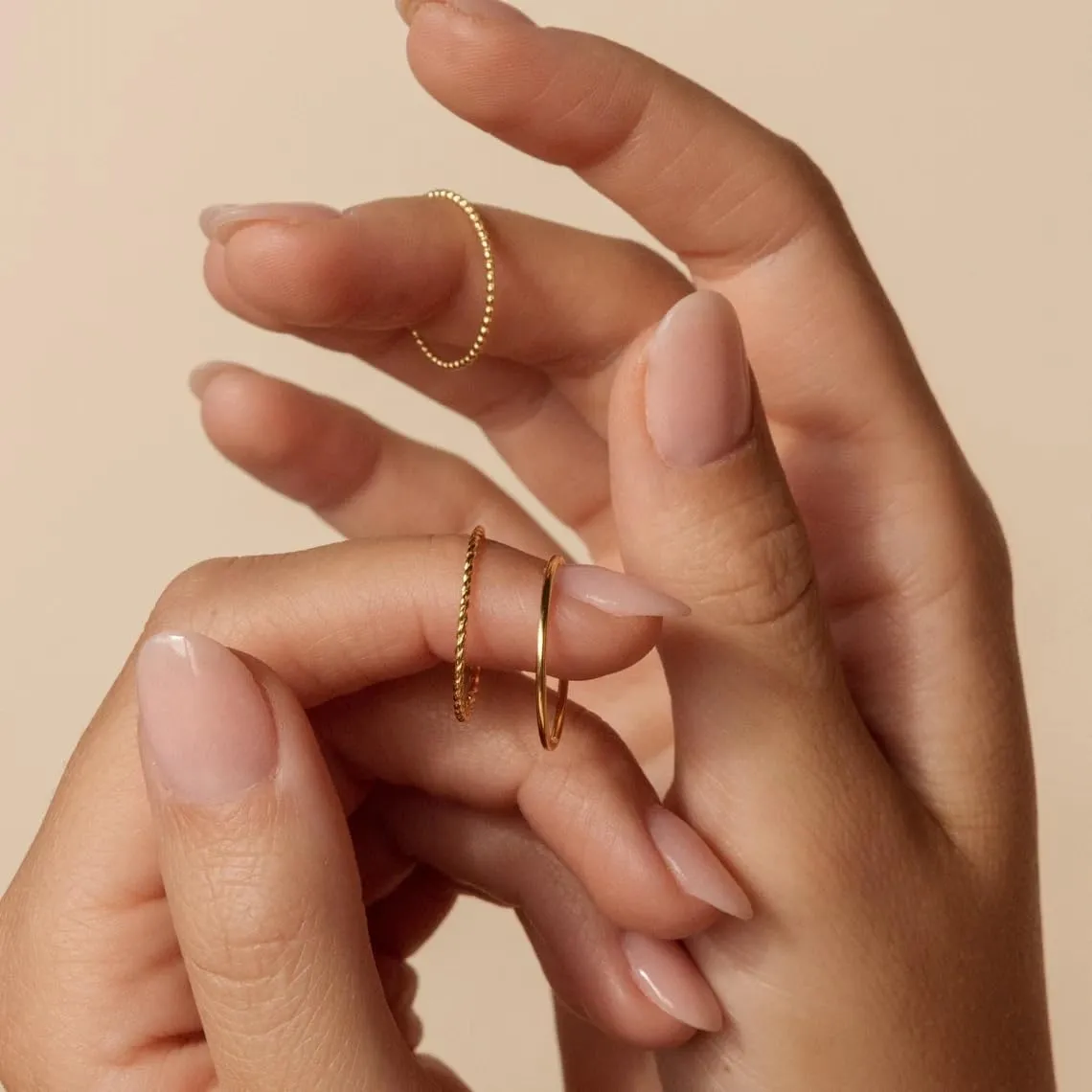 Dainty Stacking Ring Set 18K Gold Plated Thin Ring for Women Simple Twist Ring Delicate Gold Band Ring Minimalist Everyday Jewelry 3Pcs/4Pcs