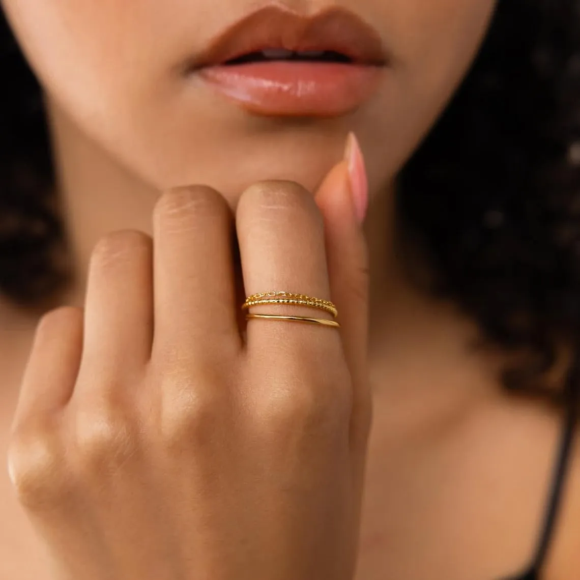 Dainty Stacking Ring Set 18K Gold Plated Thin Ring for Women Simple Twist Ring Delicate Gold Band Ring Minimalist Everyday Jewelry 3Pcs/4Pcs