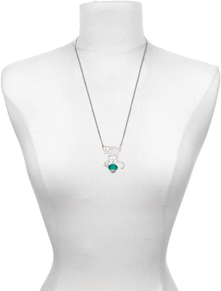 Delight Jewelry Faceted Glass Spinner Silvertone Dream Big Pendant Necklace, 25"