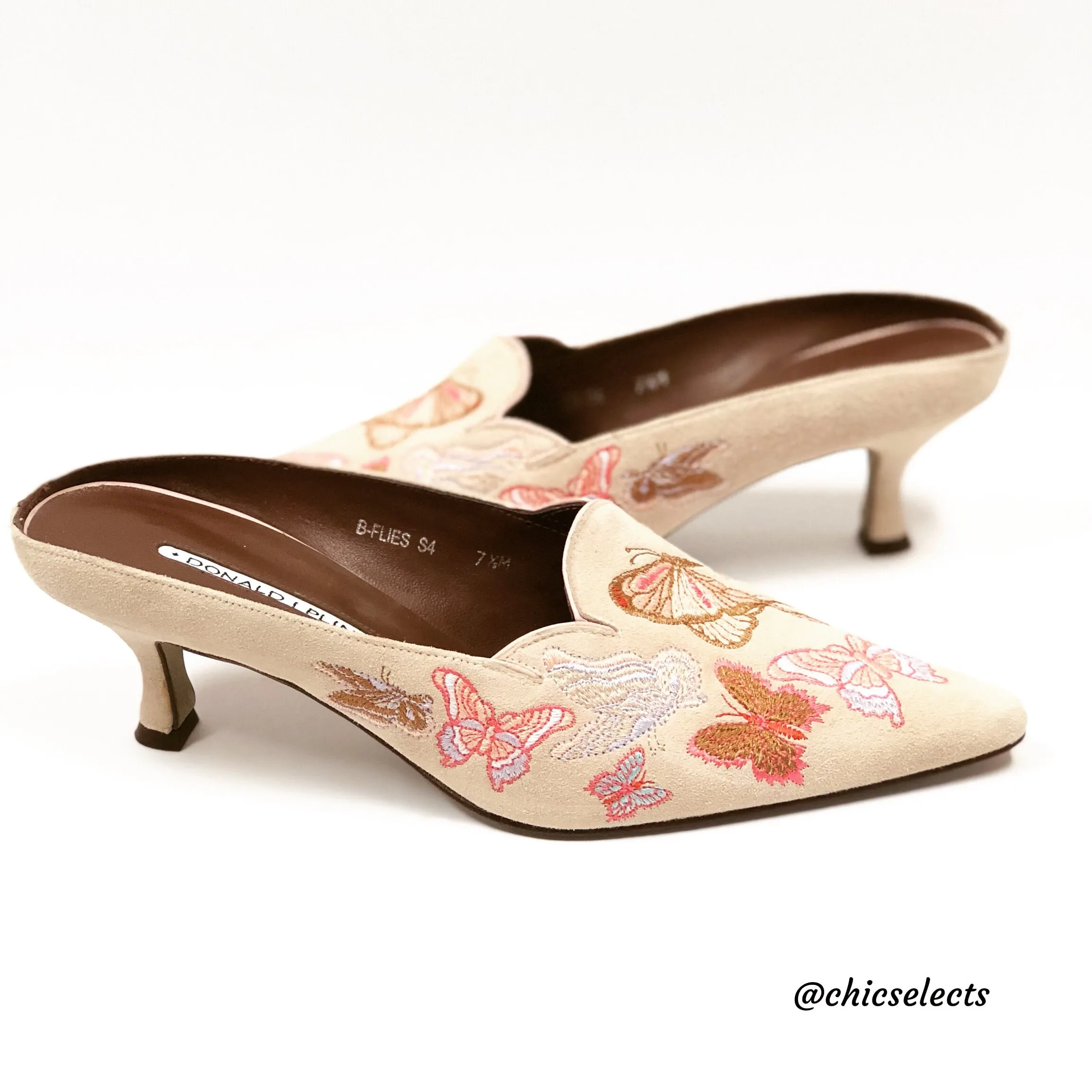 DONALD J PLINER B-FLIES EMBROIDERED MULES/PUMPS SIZE 7.5
