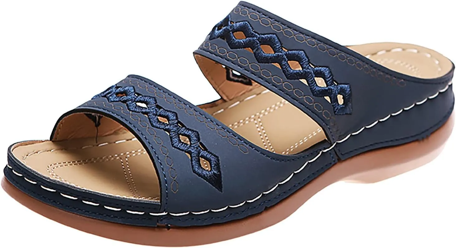 Eduavar Wedge Sandals for Women Dressy, Womens Sandals Comfortable Slip On Sandals Open Toe Slip On Walking Sandals Shoes