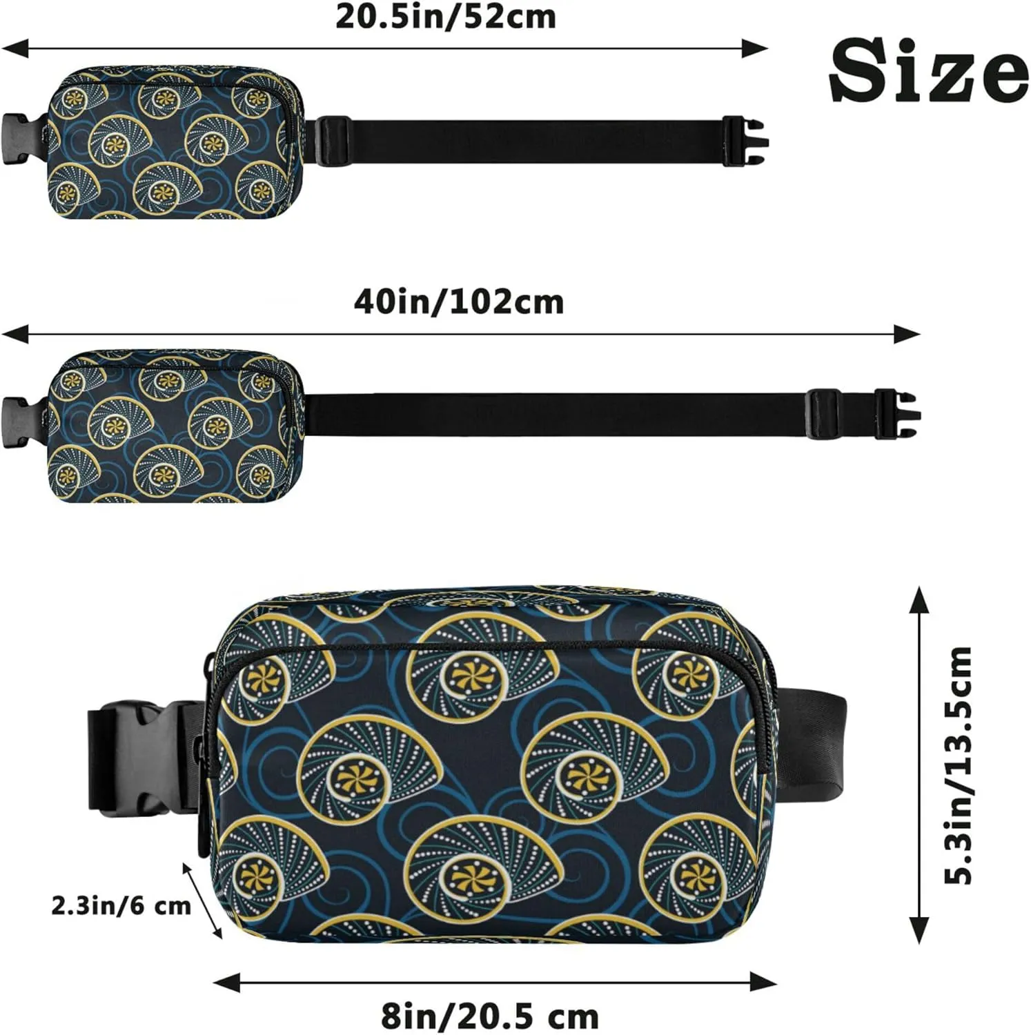 Exnundod Fanny Packs Abstract Snail Pattern Running Waist Pack Women Crossbody Bags Waterproof Men Fanny Pack