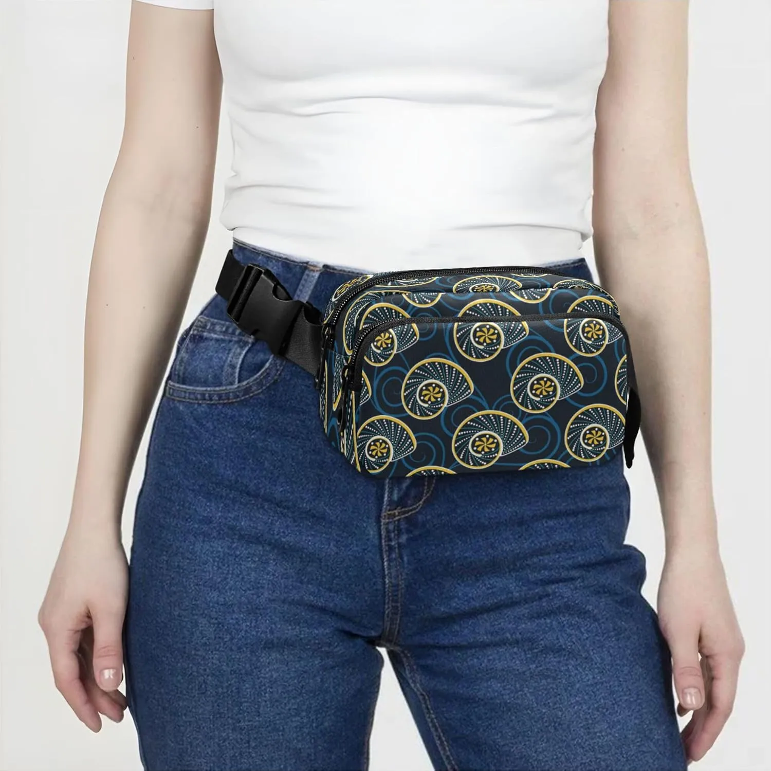 Exnundod Fanny Packs Abstract Snail Pattern Running Waist Pack Women Crossbody Bags Waterproof Men Fanny Pack