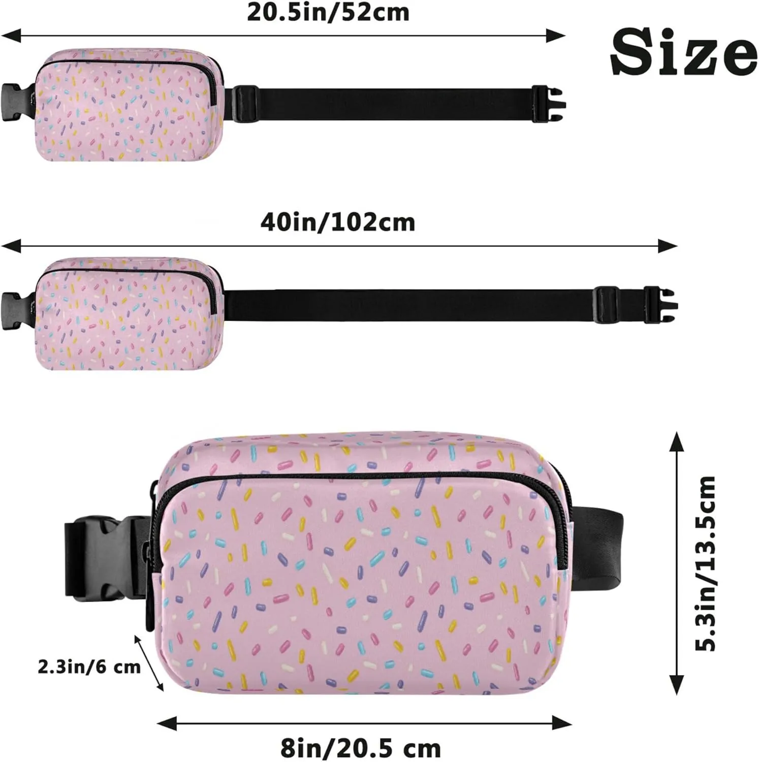Exnundod Fanny Packs Colorful Crushed Sugar Running Waist Pack Women Crossbody Bags Waterproof Men Fanny Pack