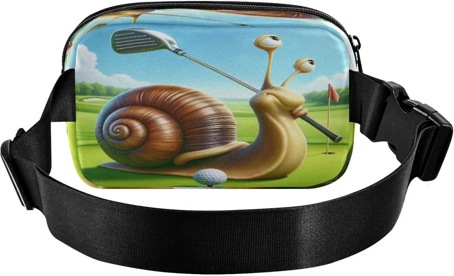 Exnundod Fanny Packs Funny Snail Swinging Golf Running Waist Pack Women Crossbody Bags Waterproof Men Fanny Pack